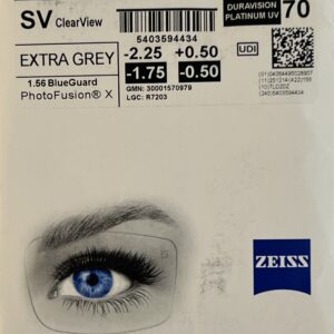 Zeiss ClearView 1.56 PhotoFusionX Extra Grey with BlueGuard (Platinum)