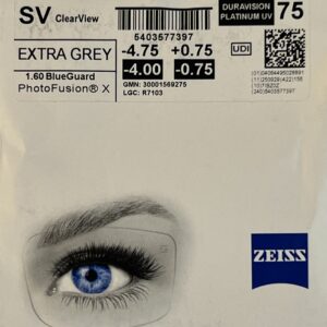 Zeiss ClearView 1.60 PhotoFusionX Extra Grey with BlueGuard (Platinum)